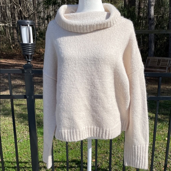 Dear John Sweaters - Dear John Cozy Cream Oversized Turtleneck Sweater